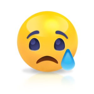 A sad little emoji crying. A social media sad icon or emoji.