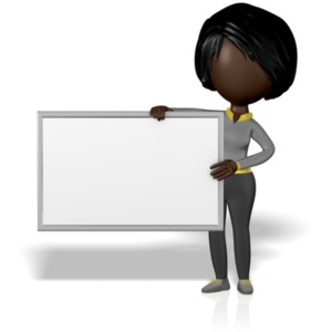 A clipart image of a woman figure holding a blank sign board.  &lt;br&gt;&lt;br&gt; Use our online customization tools to change the colors of in this image.