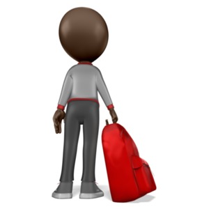 A boy student stands with his school backpack at his side.