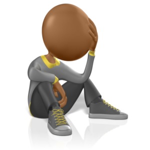 An image of a figure who is sitting and looking confused.