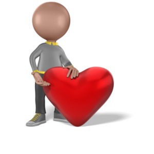 An image of a figure holding up a large heart.
