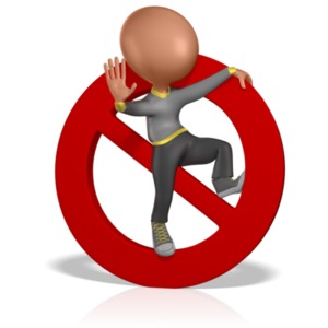 An image of a figure sitting inside a large prohibited symbol. A concept of a warning or illegal.