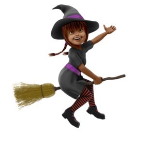 witch riding broom like dick
