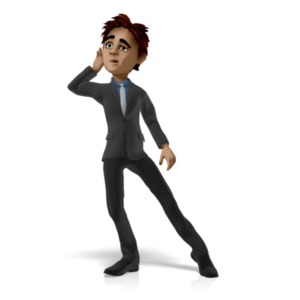 An image of a businessman figure with his hand to his ear, and straining to hear something.  A concept of listening, or trying to hear a message.