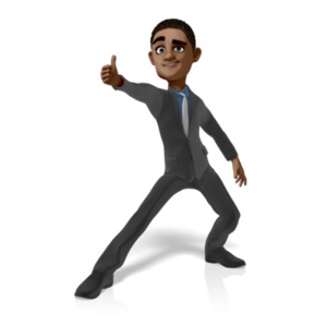 This image shows a excited businessman figure smiling, and giving a thumbs up.
