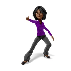 This image shows a excited businesswoman figure smiling, and giving a thumbs up.
