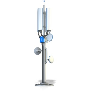 A telecom cell tower with customizable accent colors.  Use our color customizer to change the blue accent of the cell tower to whatever a color of your liking.