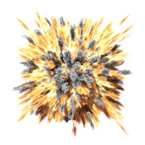 Smoke and fire during an explosion.