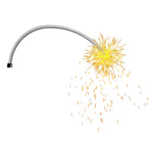 Sparks fly from a lit fuse that you can place anywhere in your project.