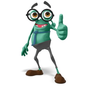 Jerry the business alien posed giving an enthusiastic thumbs up. 