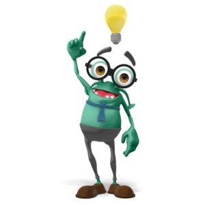 Jerry is standing under a large light bulb and pointing upward as he has a bright idea. 