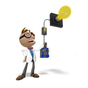 This clipart image shows the presentation character Data flipping a switch and illuminating a large light bulb. Use this problem solving clipart to add a great visual element to accompany a message about innovation, a new idea, or solving a problem.