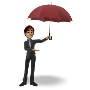 Brad is posed gesturing towards an umbrella that he is holding off to the side.  Use this clipart to add a great visual element to accompany a message about assistance, coverage, guidance, and protection. 
