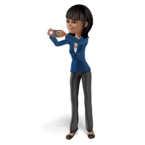 Kim is focusing on her screen while taking a photo with a smartphone camera.