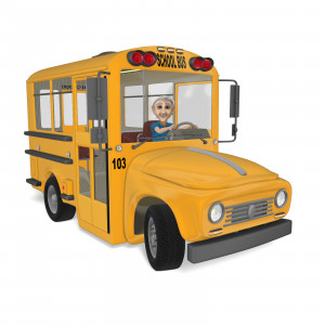 In this clipart image, Bert is happily seated behind the wheel of a small school bus.  Use this clipart image for presentations involving school, education, transportation, and more.