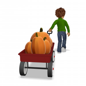 In this clipart image, the young presentation character Timmy is pulling a wagon filled with pumpkins.  Timmy is dressed in a jacket and jeans, as he is picking up pumpkins in the fall season.  Use this clipart image for all of your fall, Halloween, or seasonal presentations.