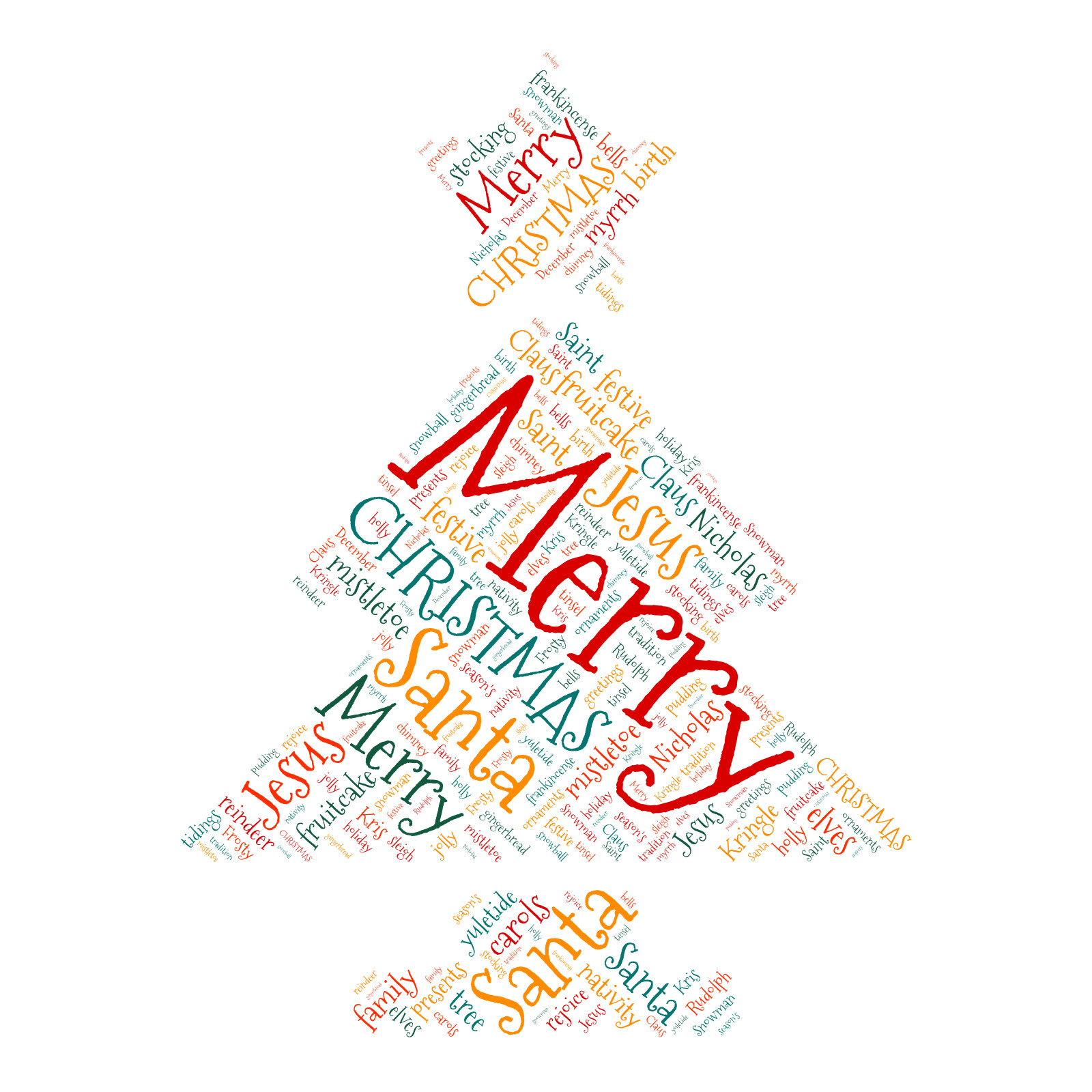 Christmas Word Cloud Tree  Clip Art  PresenterMedia