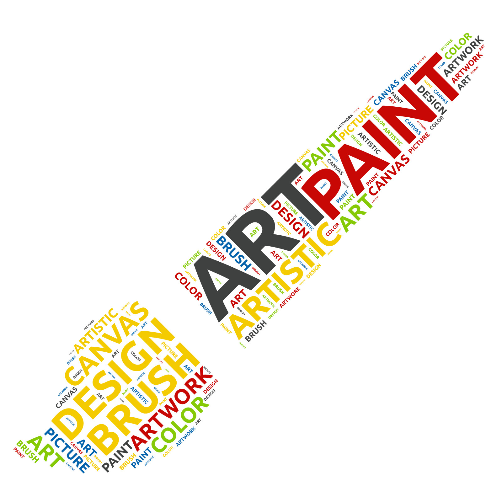 This Presentation Clipart shows a preview of Paint Brush Shape Word Cloud
