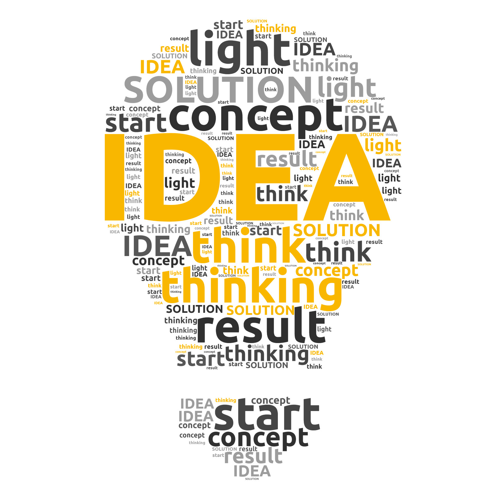 This Presentation Clipart shows a preview of Idea Lightbulb Word Cloud Design