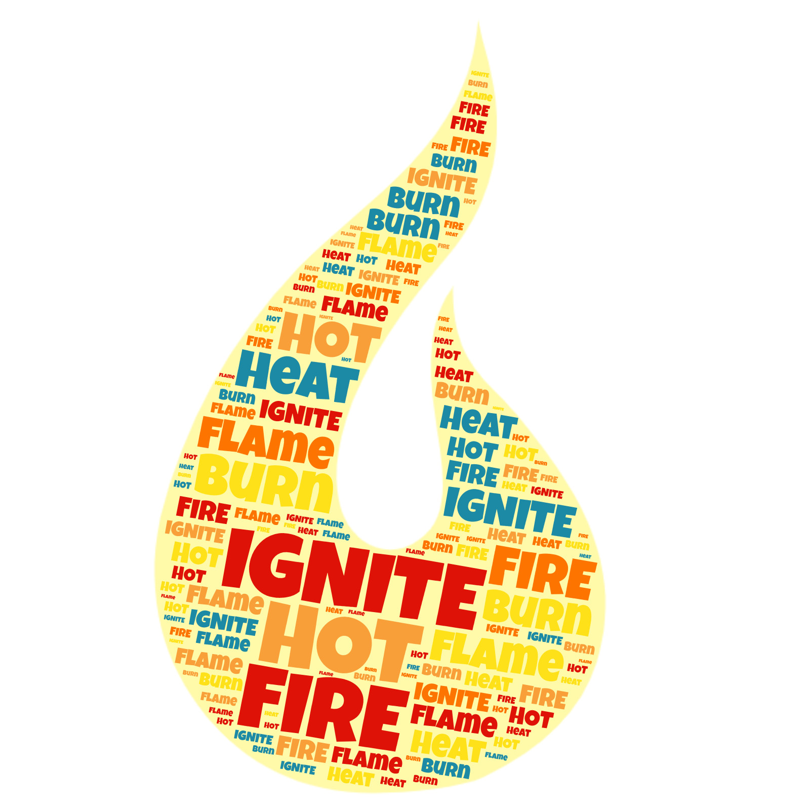 This Presentation Clipart shows a preview of flame-shaped word collage creator