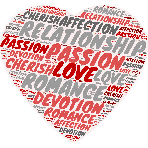 A love word cloud heart shape that is fully customizable.  Add your personalized words, choose colors, and select a font.