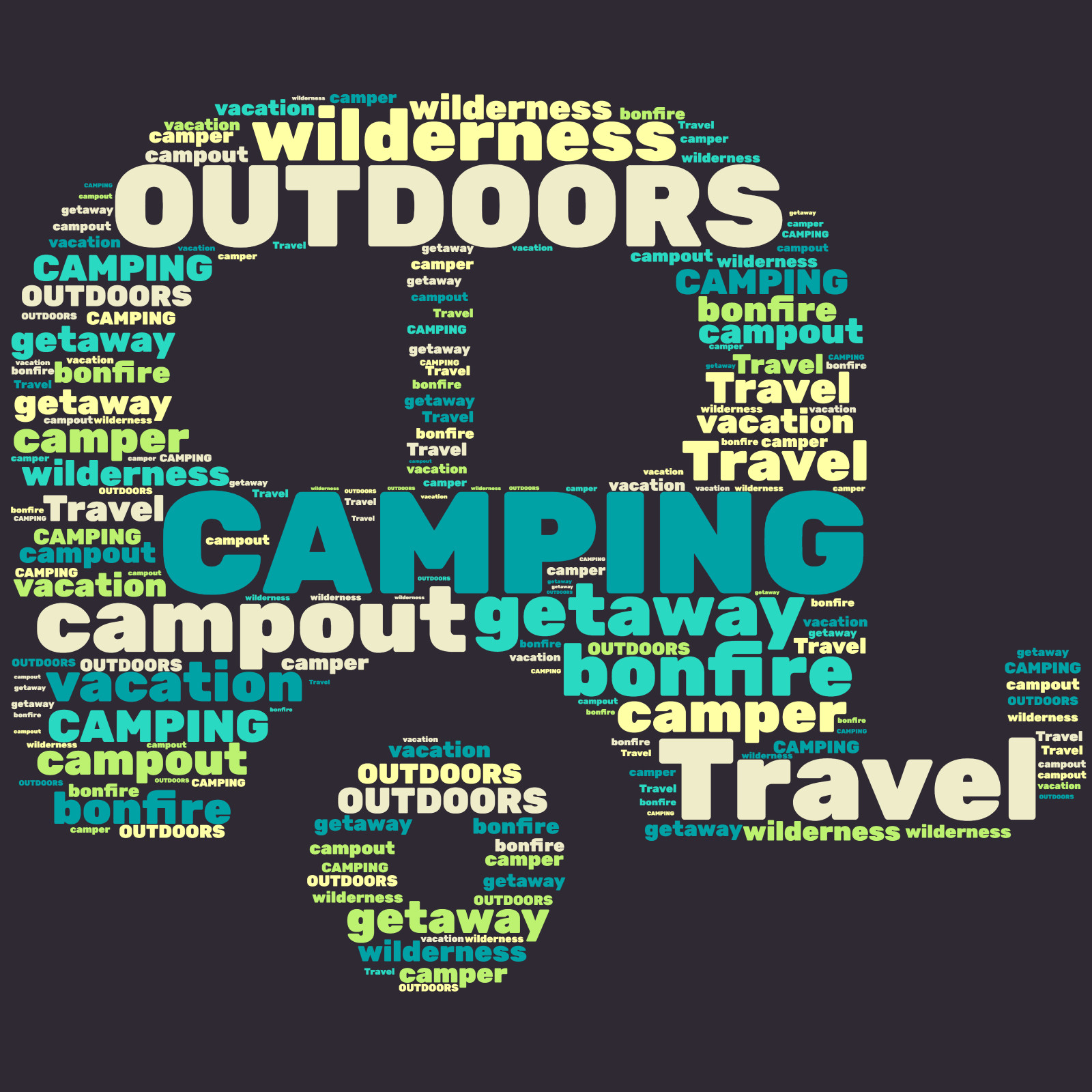 This Presentation Clipart shows a preview of Camping Trailer Word Cloud