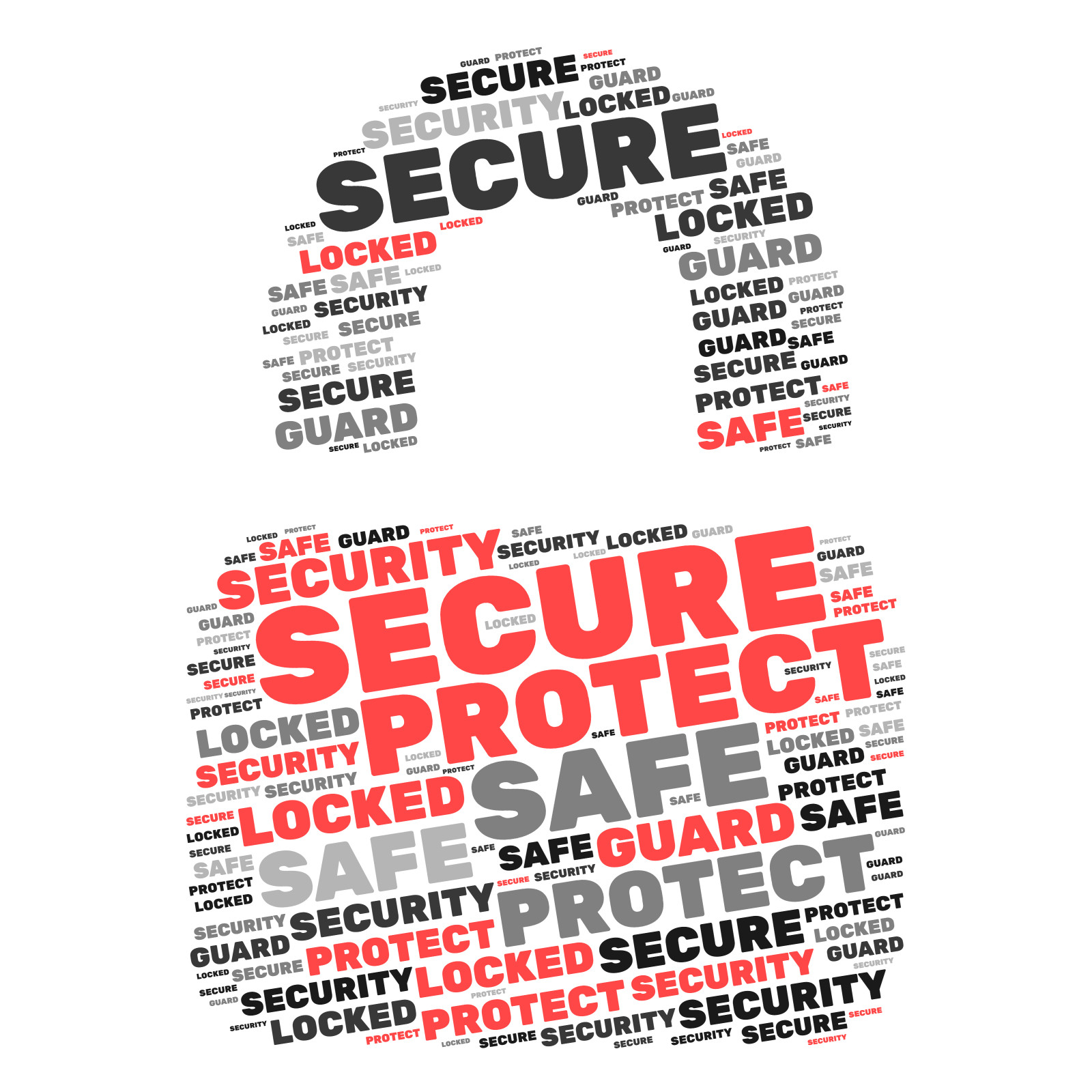 This Presentation Clipart shows a preview of Padlock Security Word Cloud