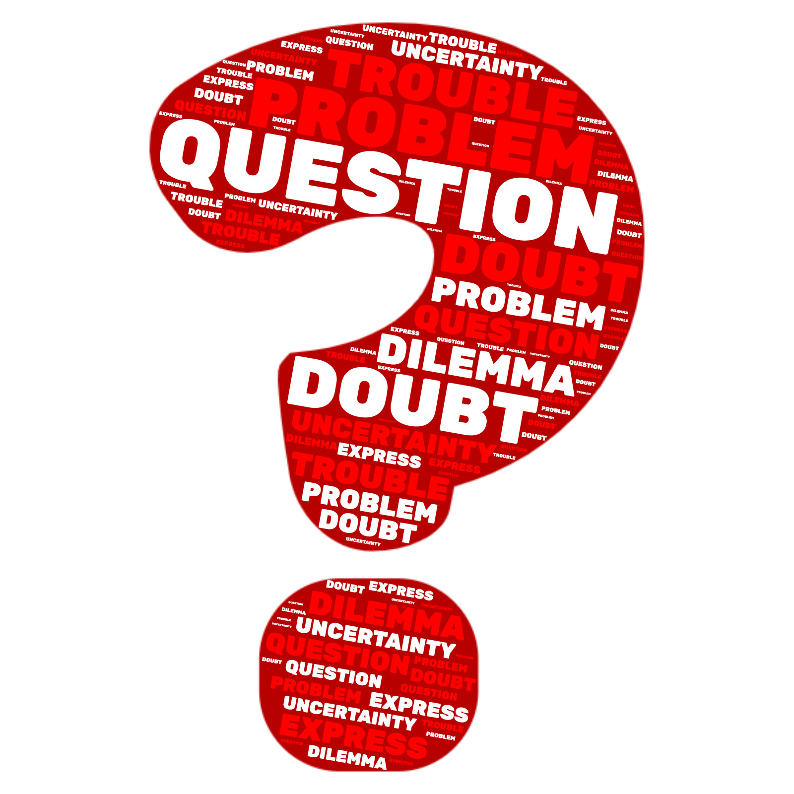 This Presentation Clipart shows a preview of Question Mark Problem Word Cloud