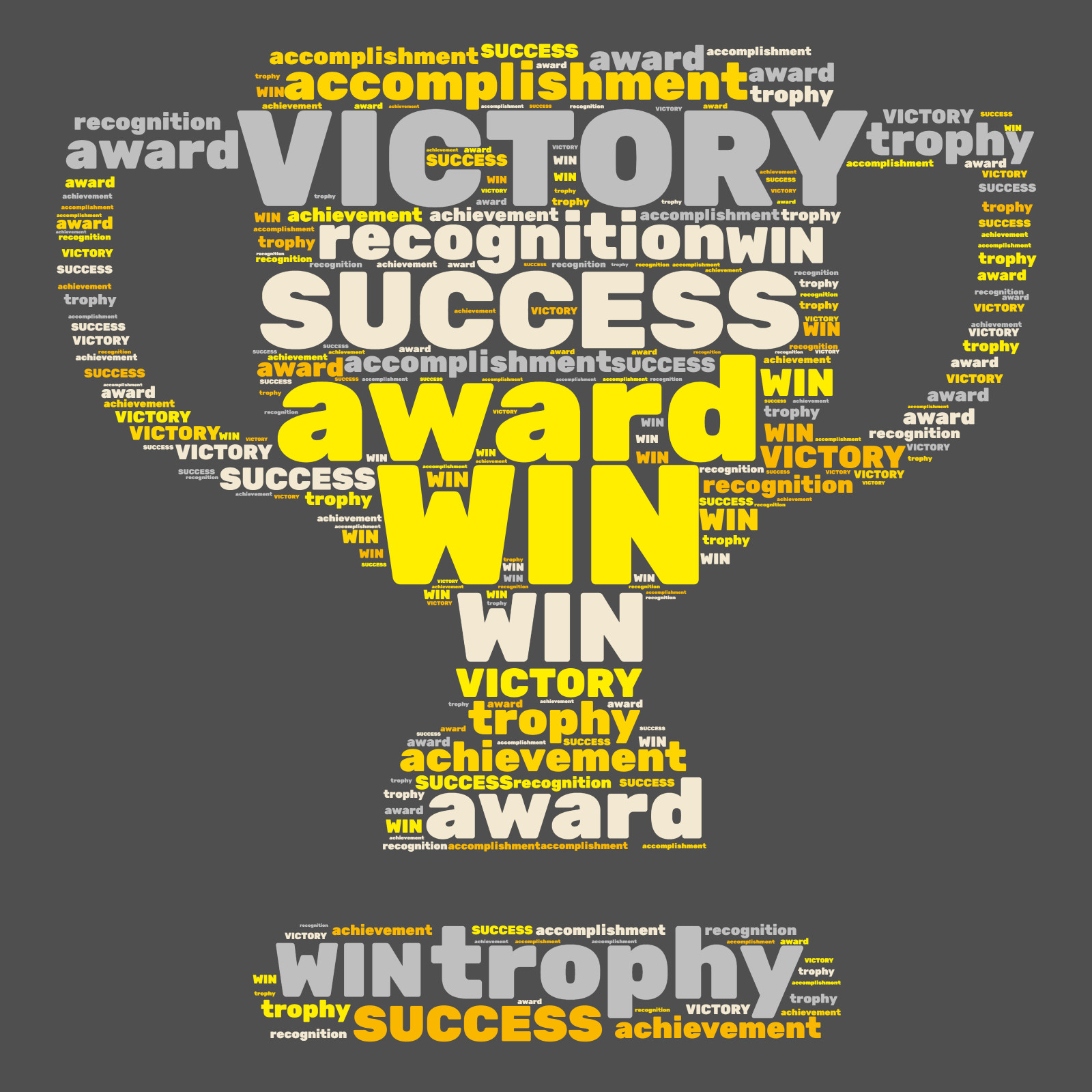 This Presentation Clipart shows a preview of Trophy Success Word Cloud