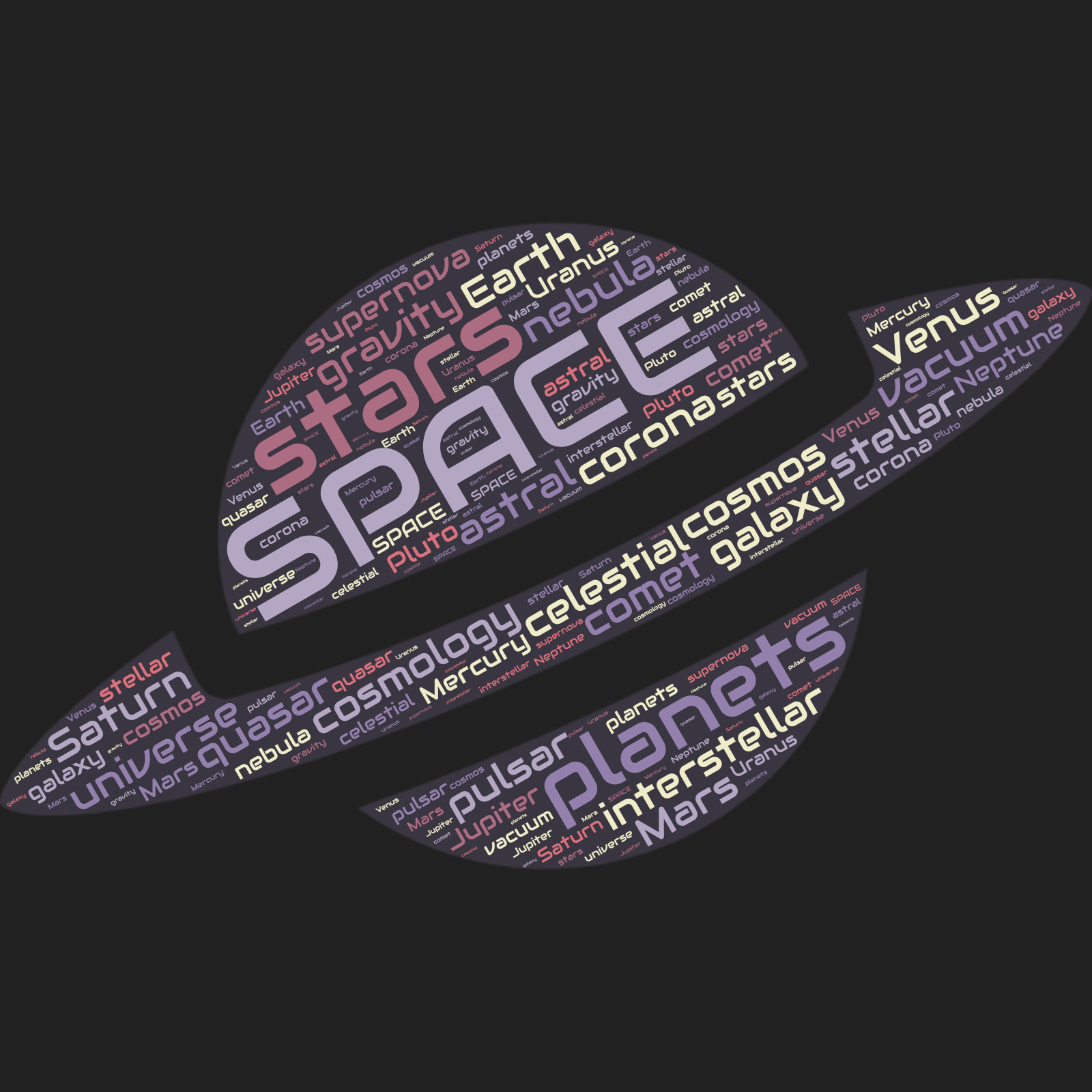 This Presentation Clipart shows a preview of Planet Saturn Word Cloud