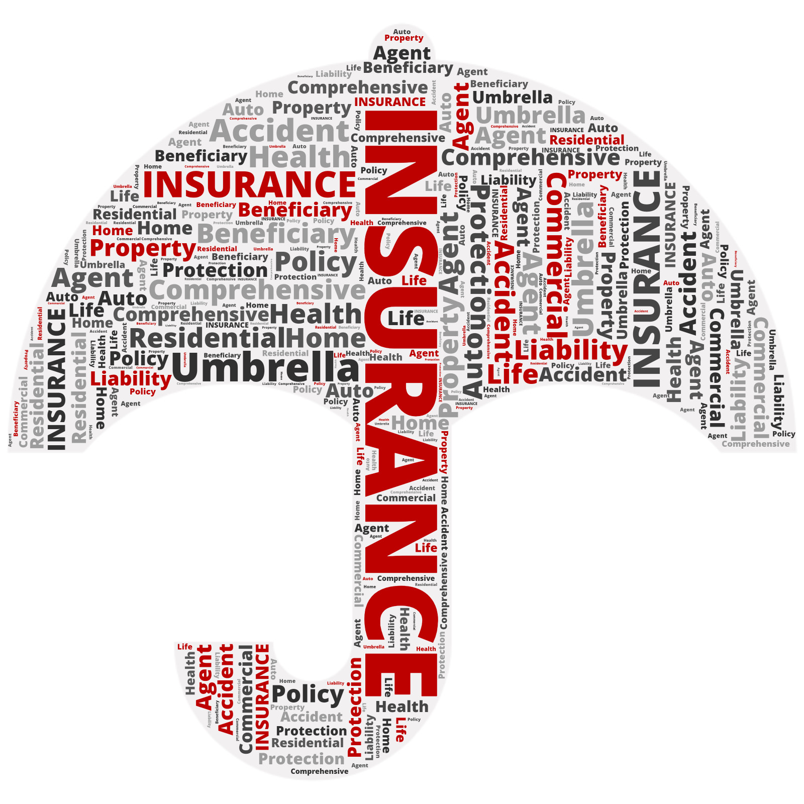 This Presentation Clipart shows a preview of Insurance Umbrella Word Cloud