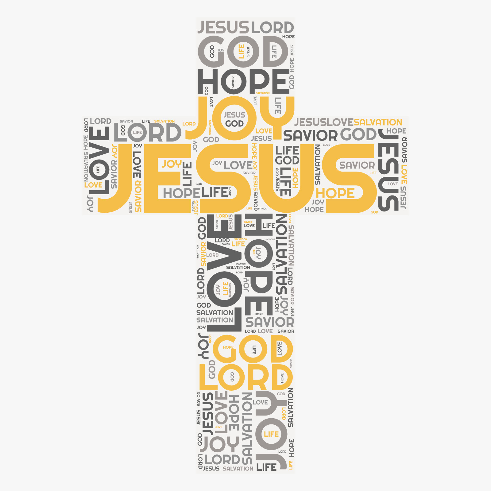 This Presentation Clipart shows a preview of Jesus Cross Word Cloud