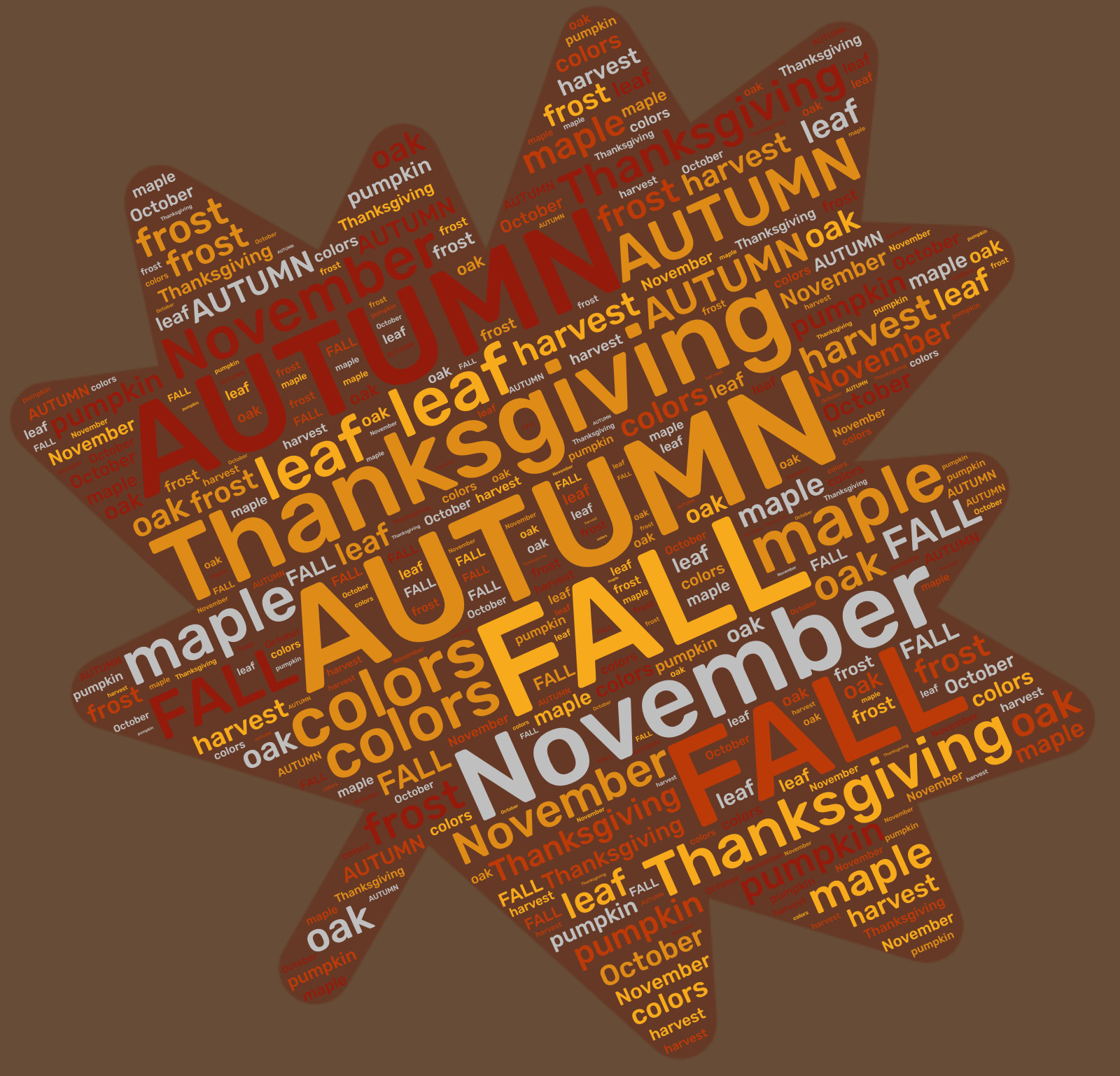 This Presentation Clipart shows a preview of Autumn Maple Leaf Word Cloud
