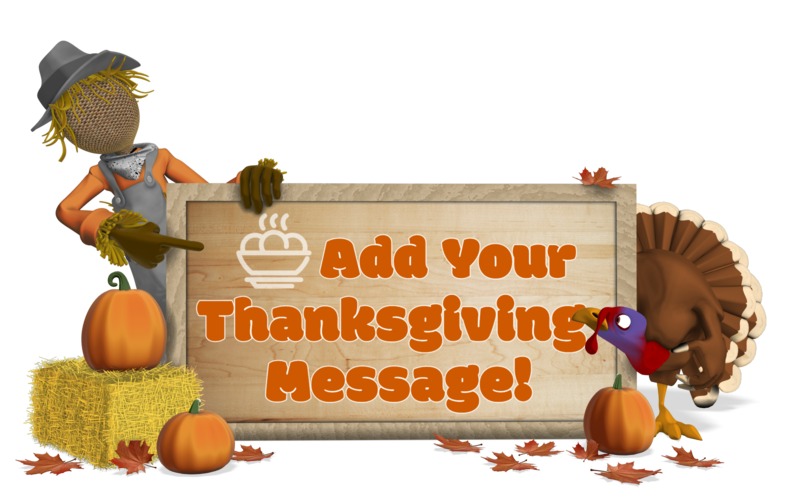 This Presentation Clipart shows a preview of Scarecrow and Turkey Custom Sign