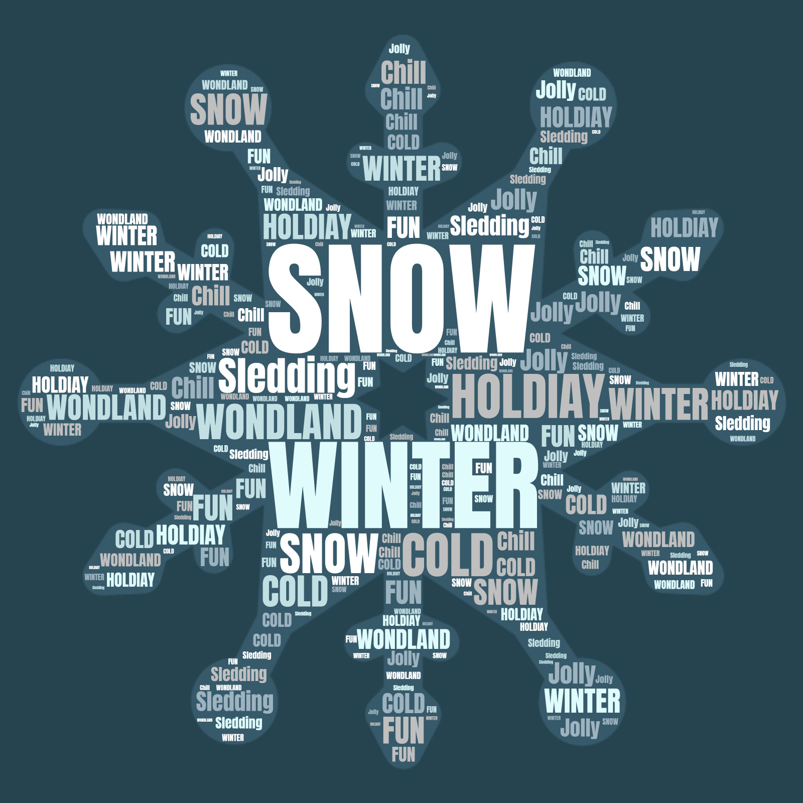 This Presentation Clipart shows a preview of Winter Snow Flake Word Cloud