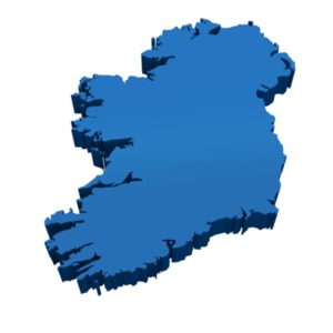 A 3D image map of Ireland.