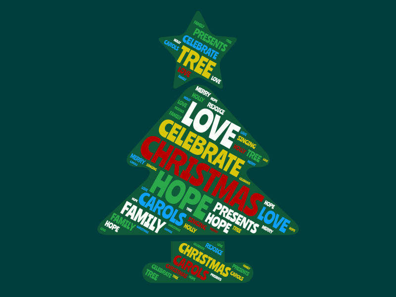 This Presentation Clipart shows a preview of Christmas Tree Word Cloud