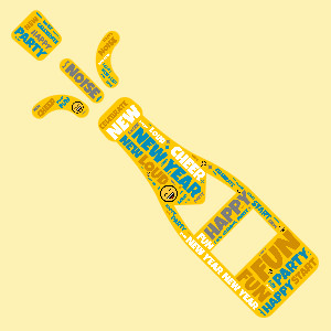 Ring in the new year with this festive champagne-themed word cloud. Customize with your words!