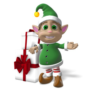 In this clipart image, Ralph the Christmas elf is leaning up against a stack of large presents, and presenting to the side.  Additionally, Ralph has a happy expression on his face.  Change Ralph&#039;s clothing color, as well as the ribbon colors on the gifts, using the customizer feature.  Use this clipart image for all of your Christmas, holiday, and seasonal presentation needs.