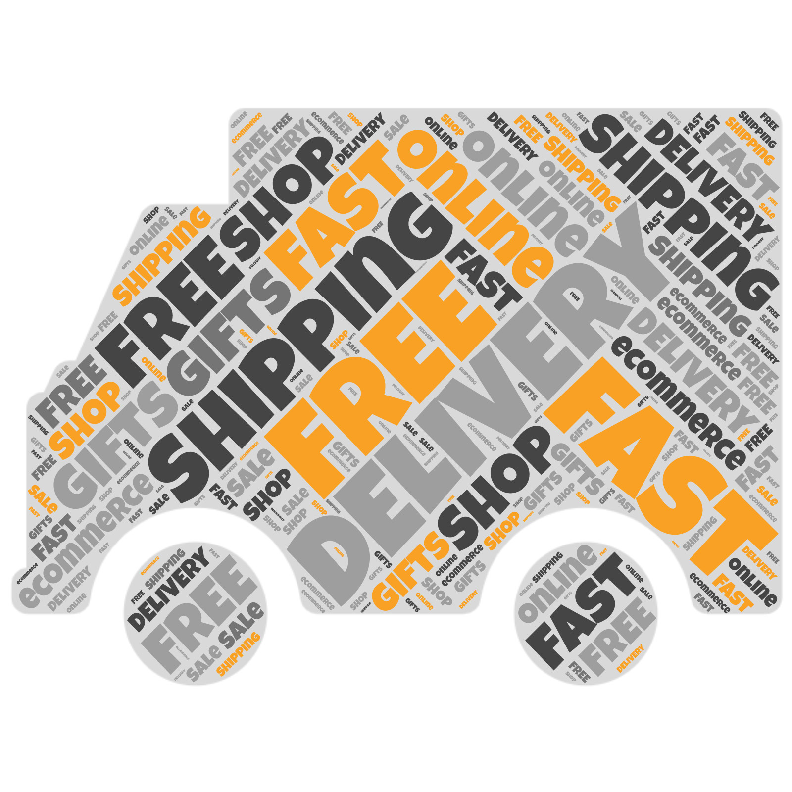 This Presentation Clipart shows a preview of Word Cloud Delivery Truck Graphic