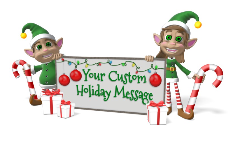 This Presentation Clipart shows a preview of Christmas Elves Holding Sign