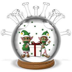 Covid Snow Globe Elves