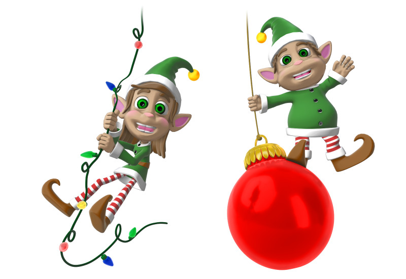 swinging elves | clipart | PresenterMedia.com