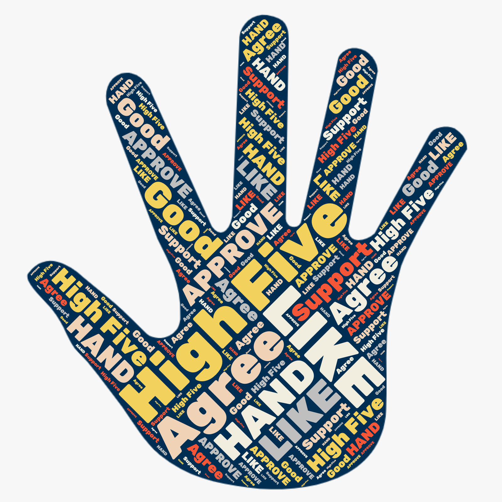 A word cloud high five clipart graphic for Google Slides.