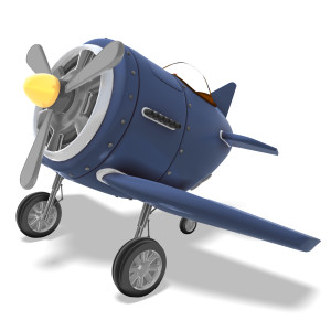 This clipart image features a cartoon styled airplane.  The plane itself is an older styled aircraft with a shorter and more round shape, to give a more cartoon styled appearance.  Use this clipart image for your presentations involving transportation, flight, history, and more.