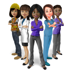 This clipart image features a group of women workers from various industries standing in strong power poses.  They have their arms folded and feet firmly planted on the ground.  They all have smiles on their faces, as they represent their industry.  Use this clipart image as a great representation for Women&#039;s history, women in the workforce, strong workers, and more.