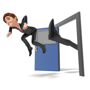 Getting Kicked Out The Door  Great PowerPoint ClipArt for Presentations 