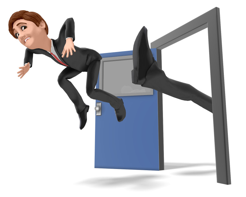 Businessman Kicked Out Great Powerpoint Clipart For Presentations Presentermedia Com