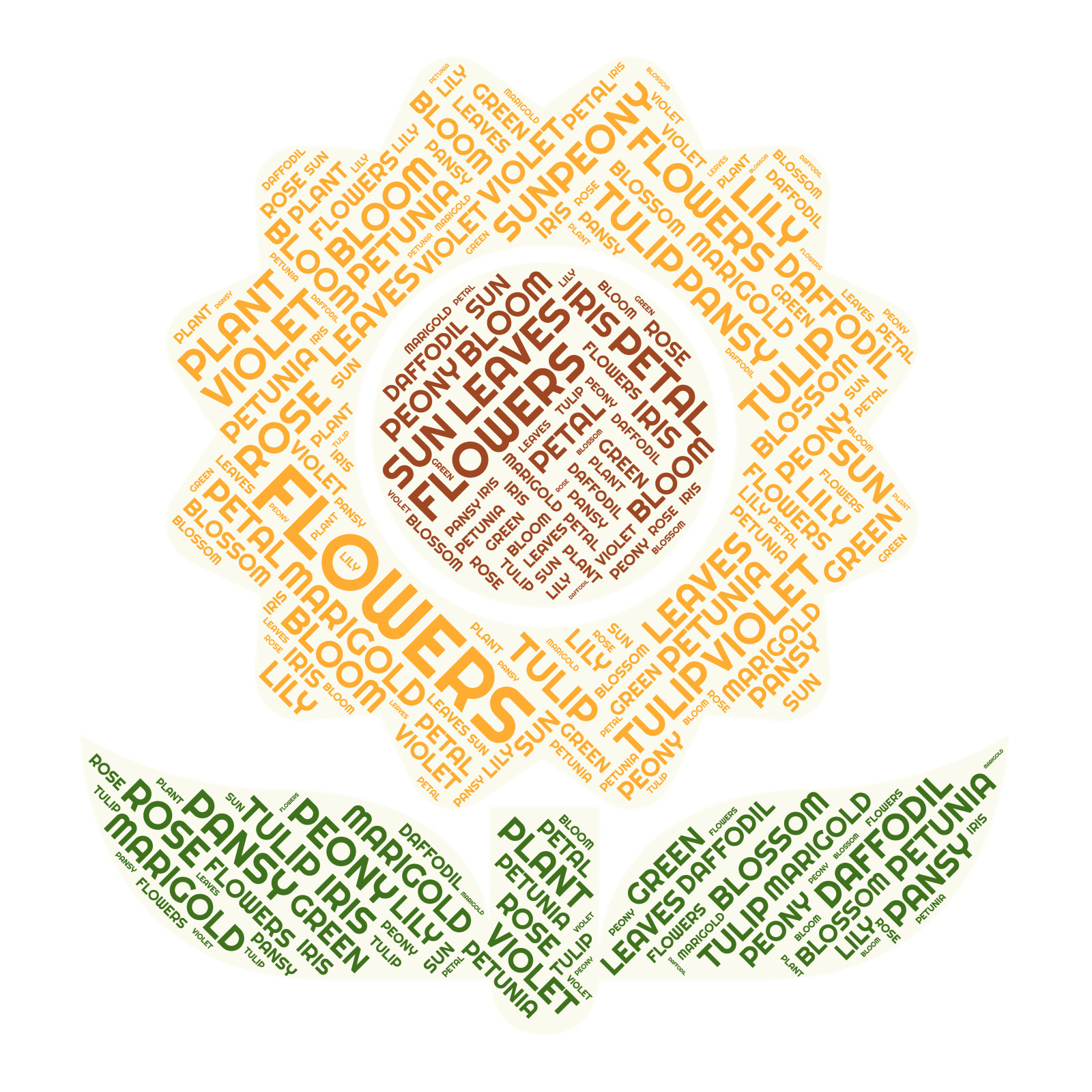 This Presentation Clipart shows a preview of Sunflower Word Cloud