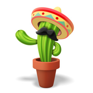 This clipart image features a cactus wearing a sombrero and presenting to the side.  Use this clipart image for all of your Cinco De Mayo themed presentations.
